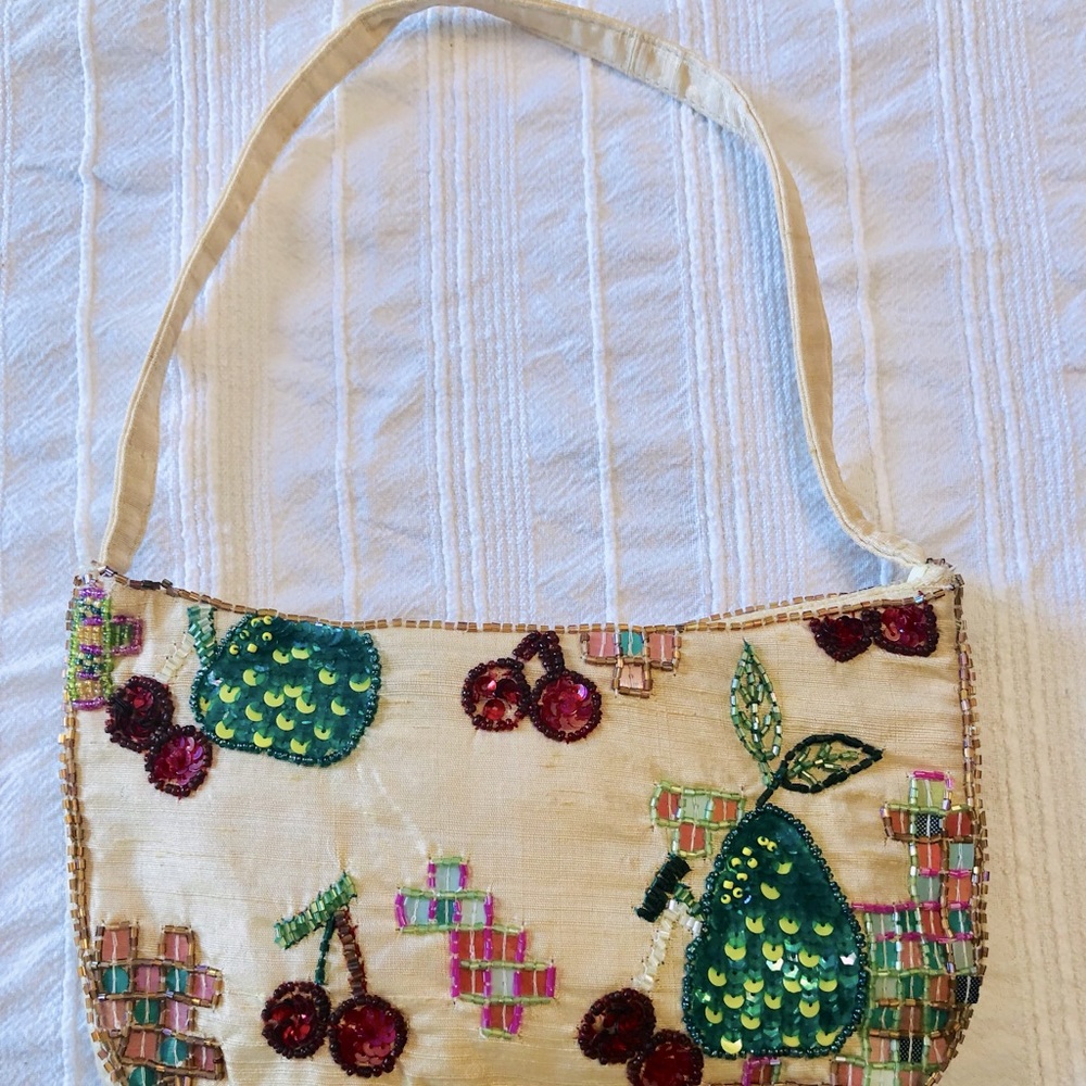 Beaded Sequined Purse Cherries Pears